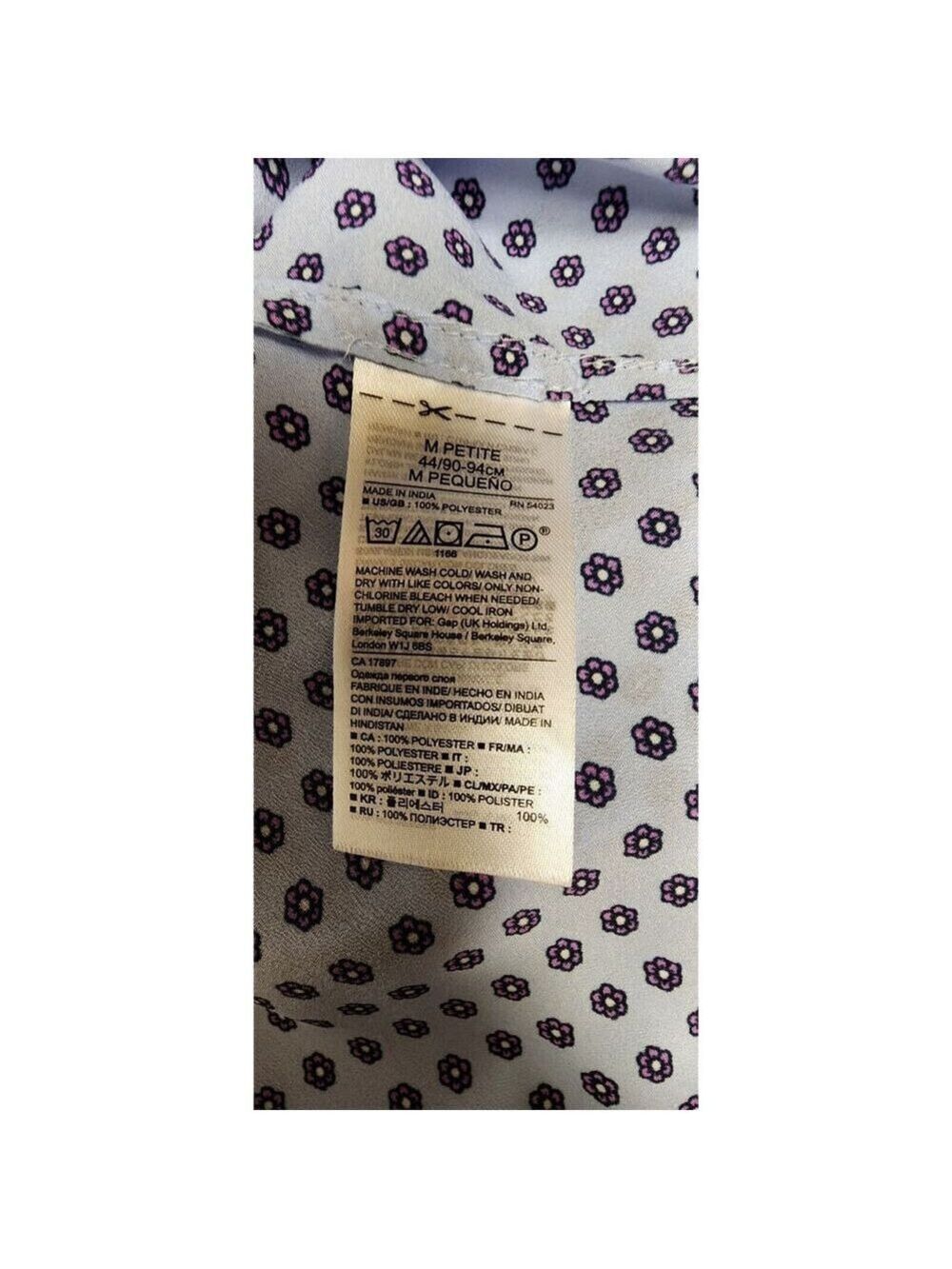 Banana Republic Women Long Sleeve Multicolor Blue Floral Blouse Shirt Size M - Picture 6 of 6